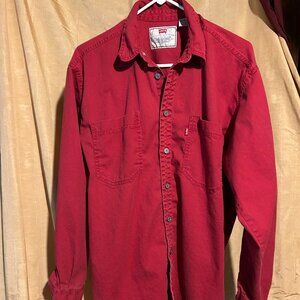 Levis Vintage Red Tab  long sleeve  cotton  denim shirt w metal buttons  sz M  s